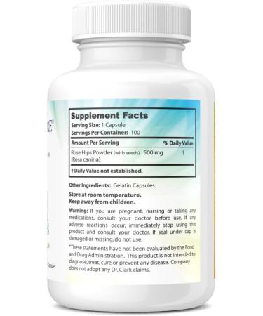 Rose Hips Supplement 500mg - 100 Gelatin Capsules | Dr. Clark Store - Buy Online on GoSupps.com