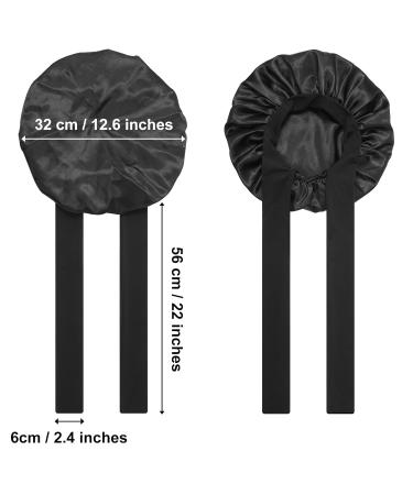 Welrog Silk Sleeping Hood for Women - Black Night Hair Bonnet & 3 Hair Ties | Luxury Sleep Cap for Healthy Hair - Buy Online on GoSupps.com