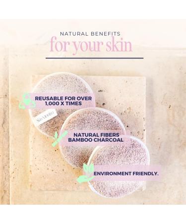 Bamboo Charcoal Makeup Removal Pads - Eco-Friendly Reusable Cleansing Pads - Soft Natural Fiber for All Skin Types - 3 Pack (Pink - Buy Online on GoSupps.com