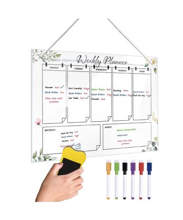 WOBBLO Acrylic Weekly Wall Planner - Acrylic Dry Erase Weekly Planner - Dry Erase Acrylic Wall Calendar - Weekly Planner Housewarming Gift