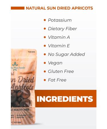 Healthy Plus Foods Natural Dried Apricots 10oz - Sun Dried, Sulphur-Free, No Sugar Added | Resealable Bag - Buy Online on GoSupps.com