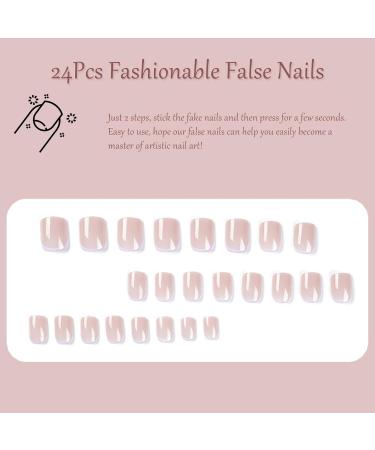 French False Nails Extra Short - 24 Pcs Short Square Full Cover Press on Nails - Cute Purple Nude Acrylic Fake Nails for Women & Girls - Buy Online on GoSupps.com