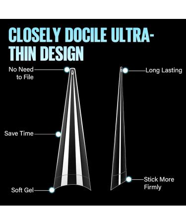  TOMICCA TOMICCA 240pcs Extra Long False Nails for Gel Nails Stiletto XXXL False Nails Acrylic False Nails Half Cover French False Na - Buy Online on GoSupps.com