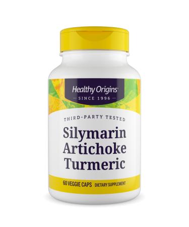 Healthy Origins Silymarin Artichoke Turmeric Liver Support with Silymarin Phytosome Artichoke Extract & Curcumin Supports Liver Health Antioxidant Protection & Digestion 60 Capsules