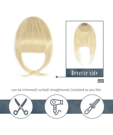 BARSDAR Clip in French Bangs Fringe Extension - 100% Real Human Hair, Natural Color 613#-1 Beach Gold - Washable/Dye-able - Pack of 1 - Buy Online on GoSupps.com