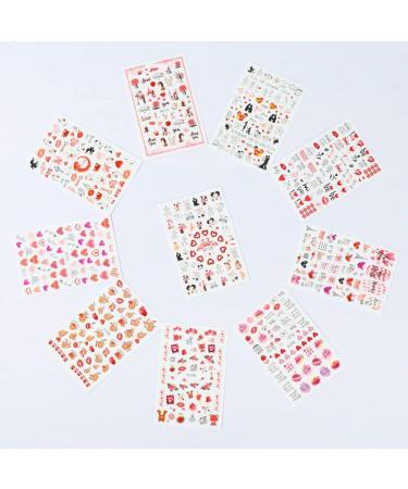 Manicure Cute Valentine's Day Cupid Red Heart Girl Nail Stickers Nail Art Decoration 3D Valentine Sticker Nail Decals(5) Style5 - Buy Online on GoSupps.com