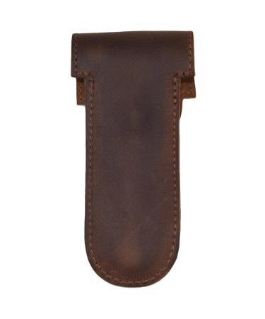 Hide & Drink Leather Double Edge Razor Protector Case & Safety Cover - Vintage Handmade Travel Essentials with 101 Year Warranty in Bourbon Brown - Buy Online on GoSupps.com