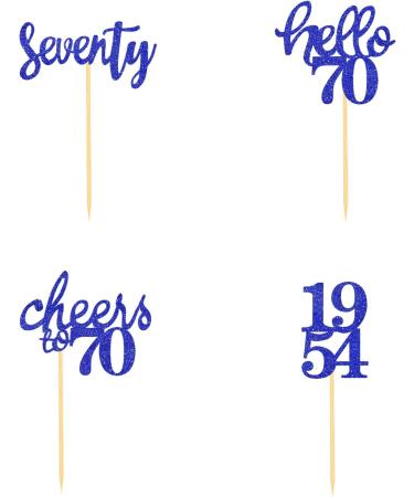 24-Piece Glitter 70th Birthday Cupcake Toppers & Decorations | 1954 Party Accessories | Blue Cake Decoration - Buy Online on GoSupps.com