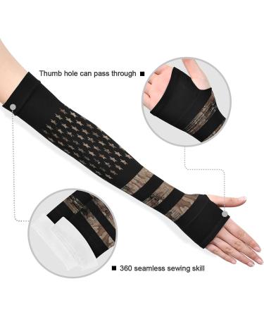 Dussdil American Flag Camou Gardening Arm Sleeves - Desert Camouflage UV Sun Protection Cooling Sleeves for Men and Women - Buy Online on GoSupps.com