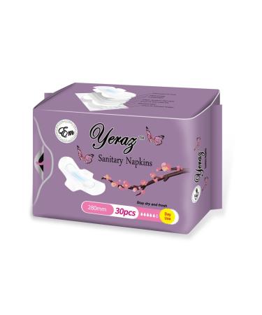 Em Yeraz Women Sanitary Pads Ultra-Thin Fast Absorbency with Wings Size 5 30 Count Day use
