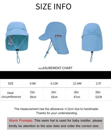 weVSwe Baby Toddler Sun Hat UPF 50+ Swim Cap with Flap Neck Protection and Adjustable Chin Straps in Blue - Size 0-6 Months - Buy Online on GoSupps.com