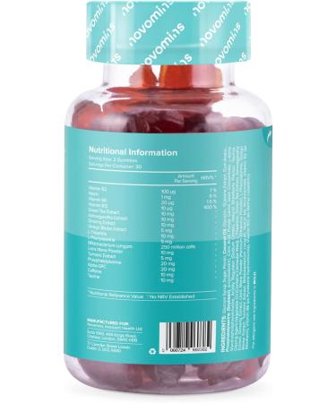 Novomins Neuro Focus Gummies - High Strength Nootropic Brain Supplement with Focus Energy, Positive Mood, and Vegan Probiotic Formula - Buy Online on GoSupps.com