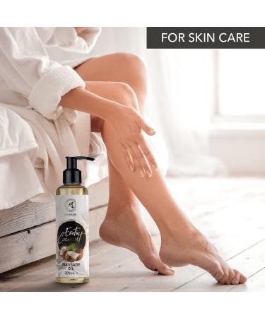 Buy Coconut Massage Oil 200ml - All-Natural Body Oil with Almond Grape Seed and Jojoba Oils - Relaxation & Coconut Scent - Perfect for All Skin Types | International Shipping - Buy Online on GoSupps.com