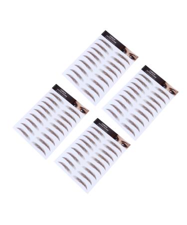 WOONEKY 4pcs Eyebrow Stickers Eyebrow Transfer Sticker Authentic Brow Hair Stencils Eyebrow Trimming Tool 6d 21x15cm Brown