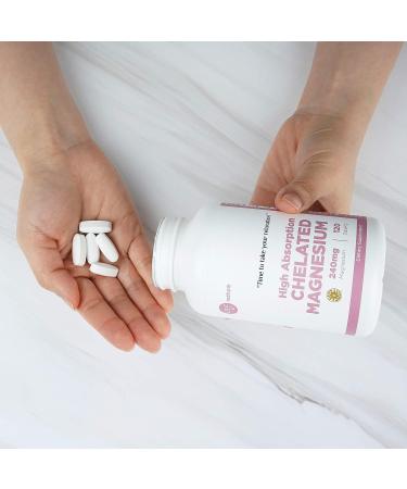 Lauf Nature Chelated Magnesium 240mg Tablets - Muscle Relaxation, Energy Production, Heart Health - 120 Count, Non-GMO, Vegan, Gluten-Free - Buy Online on GoSupps.com