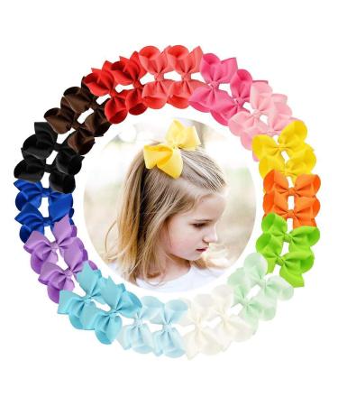 30pcs Hair Bows for Girls 4" Big Boutique Bow Alligator Clips Grosgrain Ribbon Hair Accessories Toddlers Kids Teens 4 Inch (Pack of 30)