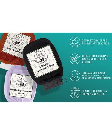 Natural Elephant Exfoliating Hammam Glove - Face and Body Exfoliator Mitt (Pack of 3) - Buy Online on GoSupps.com