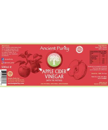  Ancient Purity Apple cider vinegar - 500 ml with unpasteurized mother - Buy Online on GoSupps.com