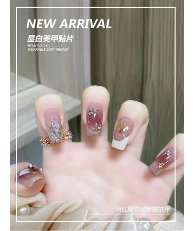 24Pcs/Set Press On Nails Mid length Ins Style With Diamond False Nails Acrylic Fake Nails Full Cover Nails Tips Artificial Finger Manicure Press on nails for Women and Girls - Buy Online on GoSupps.com