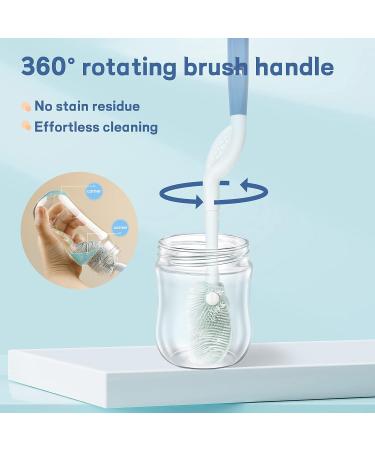YUXES Silicone Bottle Brush Set - Rotatable Long Handle, 3 Piece Cleaner for Teats, Milk, and Water Bottles (Blue - 360 Spin) - BB1213 - Buy Online on GoSupps.com
