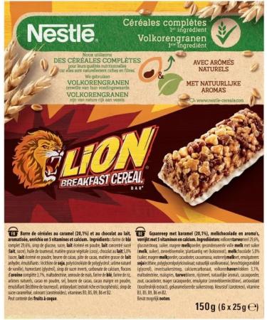  G n rique Lion Bars 150 g - The Crispy Pleasure of Breakfast - Tasty Chocolate and Caramel Flavour - Ideal Snack for All Occasions - 150 g of Pure Delight - Pack of 4 - Buy Online on GoSupps.com