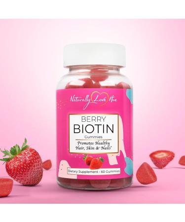 Naturally Love Hue Berry Biotin Gummies Strawberry Biotin Hair Vitamin Gummies Supports Longer Stronger Hair Glowing Skin & Strong Nails Natural Cruelty Free Hair Growth Supplement - Buy Online on GoSupps.com