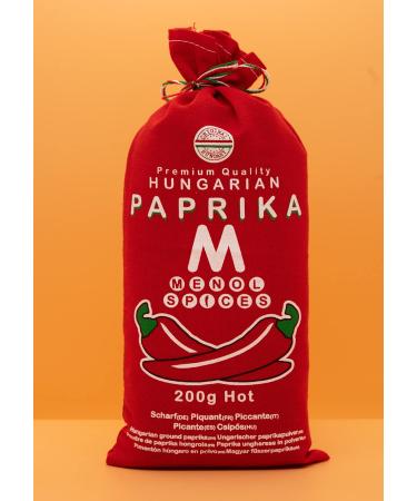 Menol Spices Authentic Hungarian Hot Paprika Powder 7oz - Premium Quality from Szeged, Hungary - Very Spicy & Vibrant Red for Gourmet Cooking - Buy Online on GoSupps.com