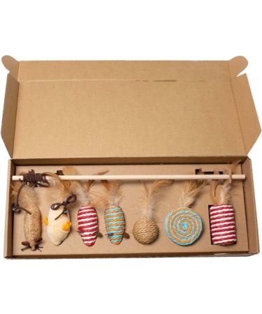 Shengruili 7-Piece Interactive Cat Toy Set | Kitten Mouse Toys Sisal Balls & Fun Activities for Cats - Buy Online on GoSupps.com