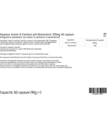 Swanson Indole-3-Carbinol with Resveratrol 200mg 60 Capsules - High Dose, Lab-Tested, Soy Free, Gluten Free, Non-GMO - Buy Online on GoSupps.com