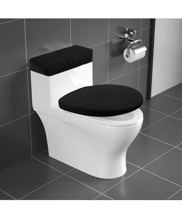 Toilet Lid and Tank Cover Set - Washable Spandex Fabric - Black - Buy Online on GoSupps.com
