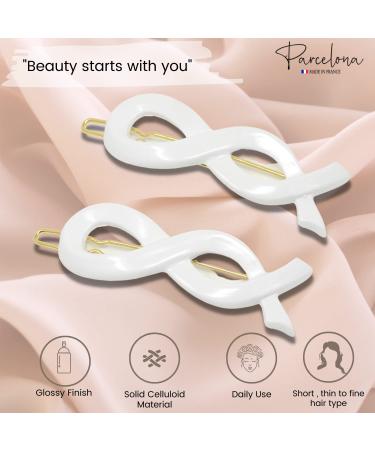 Parcelona French Infinity Ribbon Small 2 1/4 Celluloid Hair Clips for Women - Paris Hair Accessories with Strong Hold and No Slip Grip - Buy Online on GoSupps.com