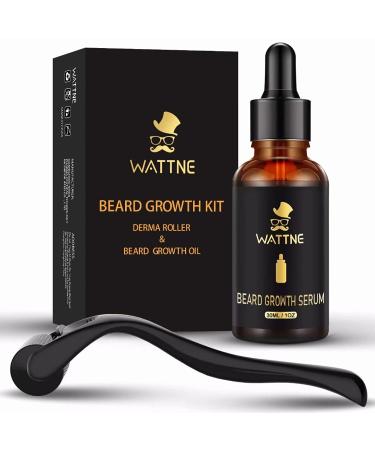 Beard Growth Kit,Derma roller for beard growth,100% Natural Ingredients Beard Oil Serum, Stimulate Promote Beard Mustache and Hair Regrowth - Gifts for Men Him Dad Father Boyfriend(2 in 1)