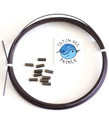 49 Strand Stainless Steel Black Vinyl Coated Cable Kit 30' with 10 crimps 1.6mm 480lb 1.9mm crimp