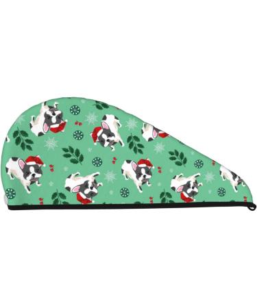 Christmas French Bulldog Microfiber Hair Towel - Super Absorbent Coral Velvet Wrap for Women - Quick Dry for Long Curly & Thick Hair - Buy Online on GoSupps.com