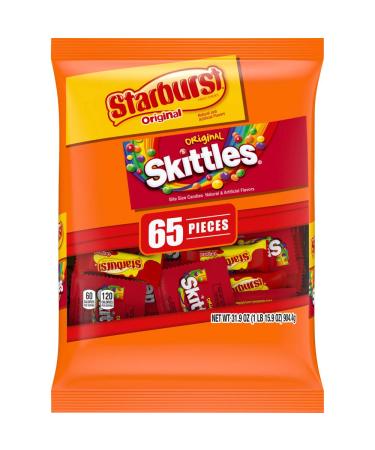 SKITTLES & STARBURST Candy Fun Size Variety Mix 31.9-Ounce Bag, 65 Pieces 65 Count (Pack of 1)