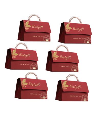 HOMSFOU 6pcs Boxes Packing Box Gifts Chocolate Gift The Gift Candy Romantic Decor Holder Romantic Treat Cases Wedding Decor Wedding Supplies Bridesmaid Red Storage Box Plastic Court Style