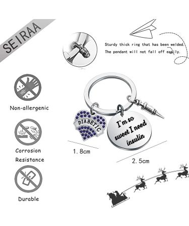 SEIRAA Diabetic Awareness I'm So Sweet I Need Insulin Diabetes Keychain - Perfect Gift for Diabetic Patients - Buy Online on GoSupps.com