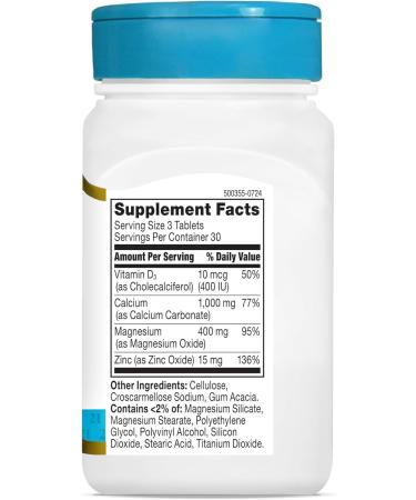 21st Century Cal Mag Zinc +D Vitamin - 90 Tablets Pack of 3 - Buy Online on GoSupps.com