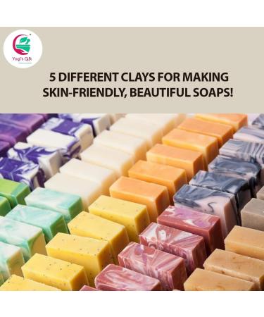 Yogi's Gift Pack of 5 Clays for Mask and Soap Making - Rose, French Green, Kaolin, Moroccan Red, Bentonite Clay - 8oz Each - Best Variety Pack for DIY Projects - Buy Online on GoSupps.com