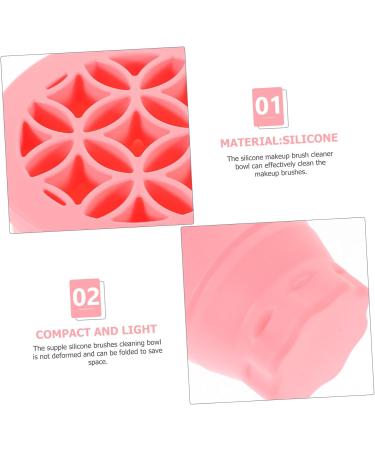 DRESSOOS Makeup Brush Cleaning Bowl Retractable Silicone Scrub Cup Drying Rack Brush Set Clean Silica Gel Makeup Brush Cleaner 9.20X9.20X8.60CM Pink - Buy Online on GoSupps.com
