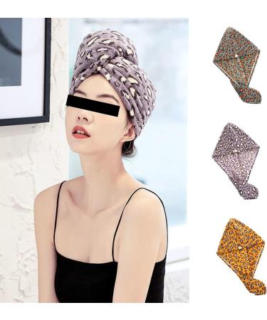 Seloobant Leopard Print Microfiber Towel Set - Super Absorbent Quick Dry Hair Towels (3 Pack) for Ultimate Hair Care - Buy Online on GoSupps.com