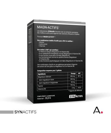 ARAGAN - Synactif Pack of 2 Magnactives - Food Supplement Fatigue Nervous Balance Stress - Magnesium Taurine Vitamin B - 120 capsules - 2 to 3 months taken - Made in France - Buy Online on GoSupps.com
