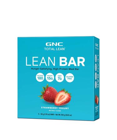 GNC Total Lean Bar | Hunger-Satisfying, High-Protein Meal Bar, Supports a Healthy Metabolism | Strawberry | 5 Bars Per Box