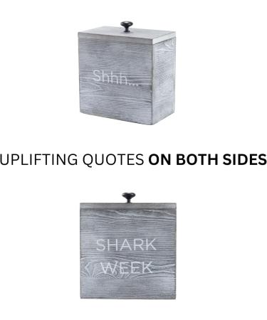 Gofika Tampon Holder for Bathroom | Rustic Real Wood Feminine Product Organizer | Stylish Gray Storage Box with Lid for Girls - Buy Online on GoSupps.com