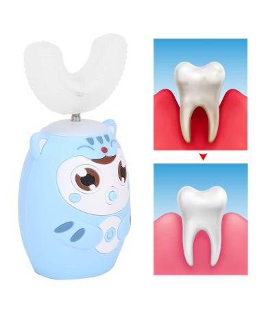 Children's U-Shaped Electric Toothbrush - Ultrasound Automatic Massage for Tooth Whitening | Cartoon Design IPX7 Waterproof (Blue) - Best Oral Care Solution - Buy Online on GoSupps.com