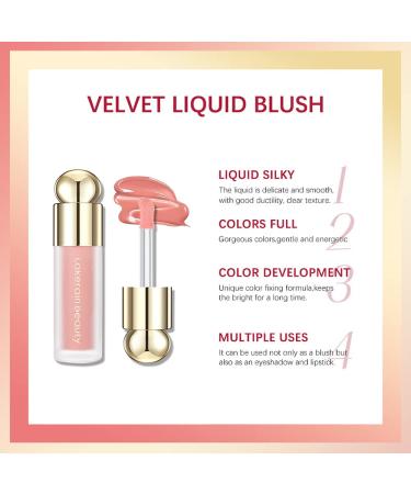 Soft Velvet Liquid Blush Makeup - Easy to Blend, Natural-Looking Skin Tint Blush for a Soft Healthy Flush (01) - Buy Online on GoSupps.com
