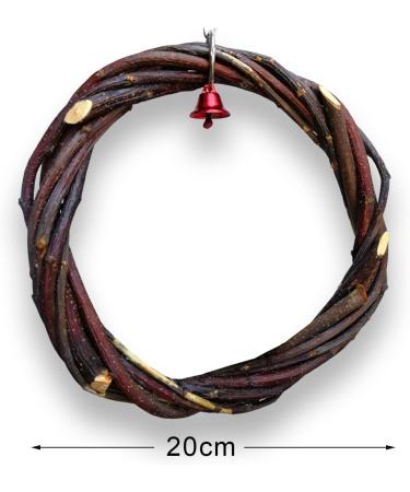 Qeeheng Natural Wood Bird Swing - Circular Hanging Ring with Bell | Parrot Cage Accessories for Nymphensittiche & More - Buy Online on GoSupps.com