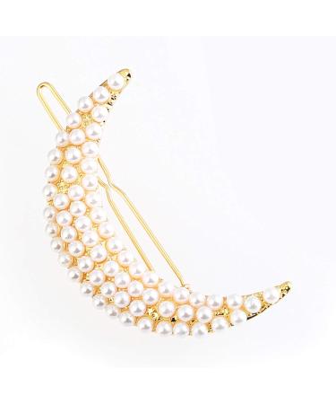 Elegant Hair Clips Pearl Moon-Shaped Barrettes Bobby Pin Hairpin for Ladies Women Girls Hair Clips Female Elegant Wedding Hair Accessories - Buy Online on GoSupps.com