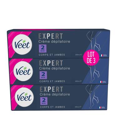 VEET Expert - Set of 3 Depilatory Creams for Tenacious Hair - Body & Legs - Works in 2 minutes - 3 x 200 ml