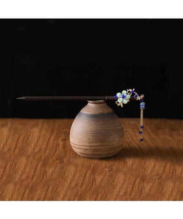Blue Chinese Japanese Hair Stick Retro Wooden Hairpin Flower Hair Chopsticks Vintage Tassel Hair Stick Wedding Party Hair Stick Hanfu Hairpins Hair Styling Pins Hair Accessories - Buy Online on GoSupps.com
